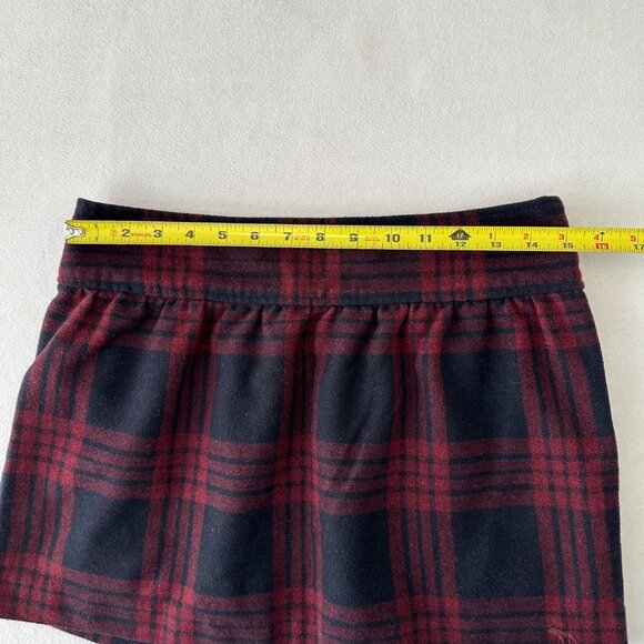 Abercrombie & Fitch Plaid Wool Blend Plaid Mini Skirt Size 8/29 Red Navy Moose - Picture 11 of 13